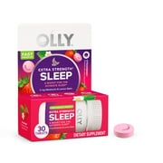 OLLY Extra Strength Sleep Fast Dissolves, 5mg Melatonin, Sleep Support, Vegan, Strawberry, 30 Ct