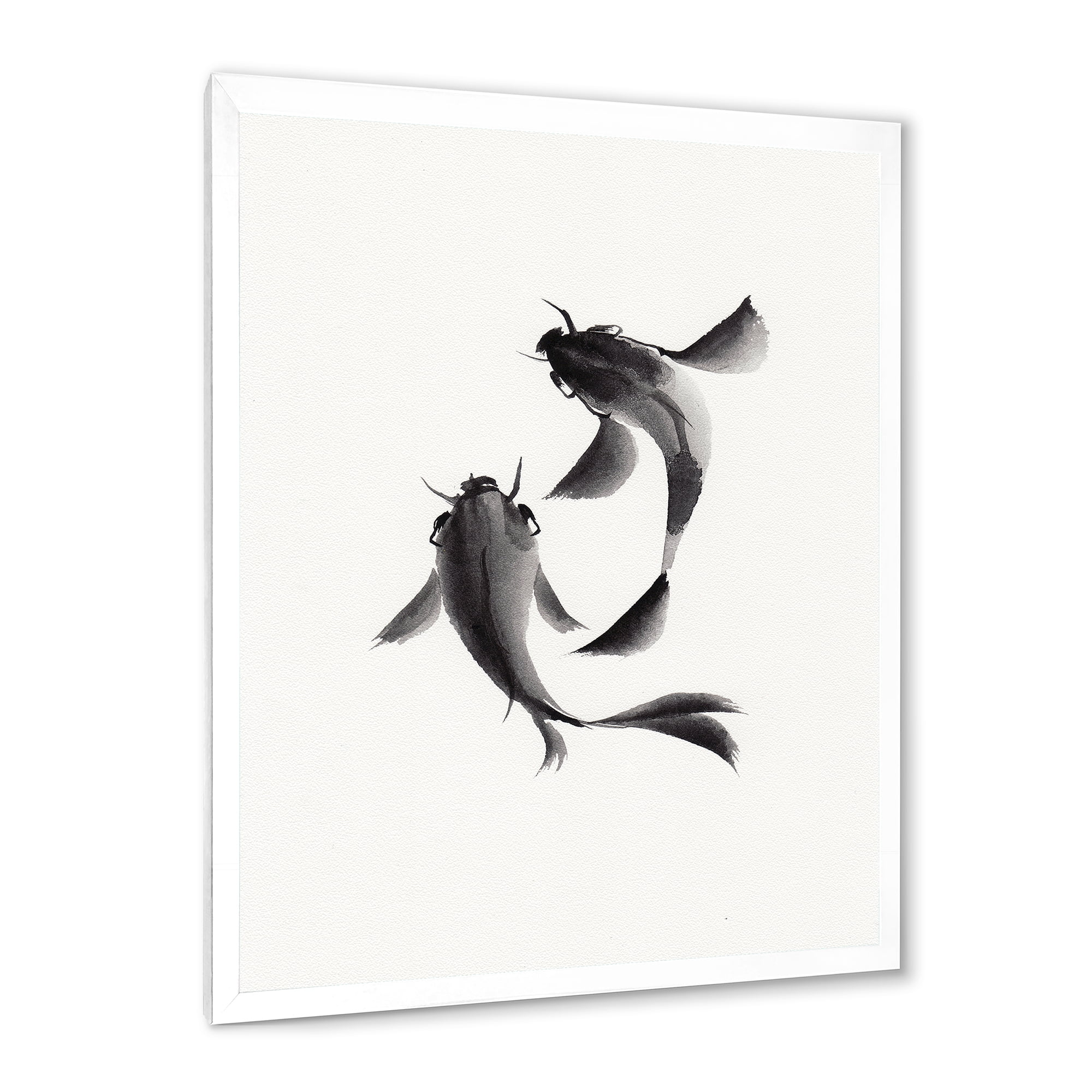 Designart 'Black and White Vintage Fish II' Nautical & Coastal Framed Art Print