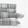 thumbnail image 4 of 100% Cotton Flannel Bed Sheets Set for Full Size Bedding in Plaid Light Gray by Comfort Canopy, 4 of 15