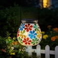 thumbnail image 4 of Mosaic Solar Lanterns - Glass Hanging Lights Hollow Out Waterproof Outdoor Decorative for Garden, Patio, Holiday Party Outdoor Decoration, 1 Pack, 4 of 8