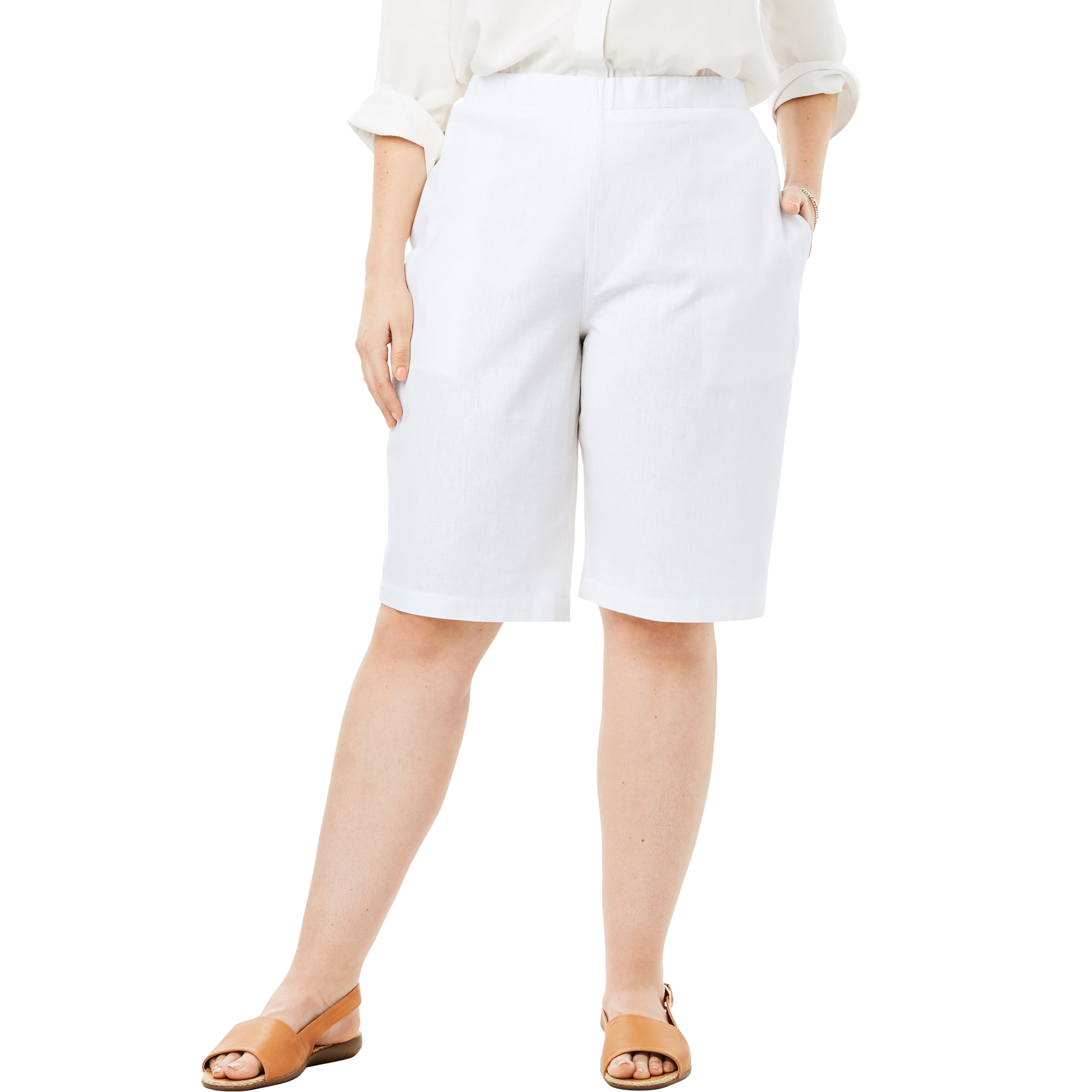 plus size linen shorts