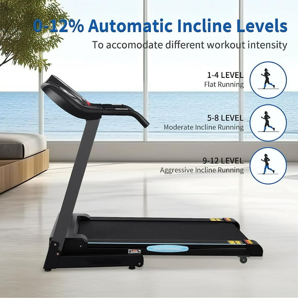 MaxKare Treadmill with Auto Incline Folding Treadmill 12 Incline 2.5 Horse Power 15 Preset for Home Use 8.5 mph Range