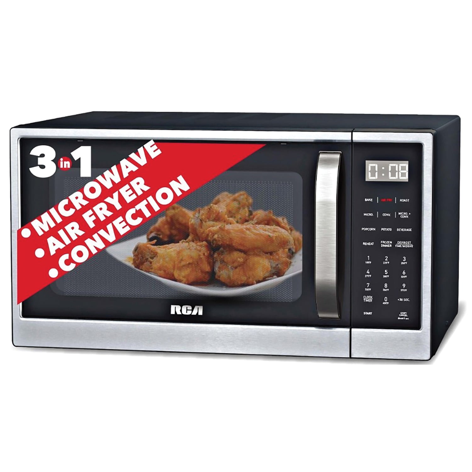 RCA RMW1205 Cu Ft Microwave, Digital Air Fryer, Convection Oven, ComboFry With XL Capacity
