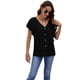 thumbnail image 2 of Blusas Informales Elegantes para Mujer, Blusas con Cuello en V, Botones y Mangas con Volantes. Negro XXL, 2 of 10
