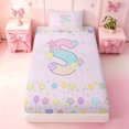 thumbnail image 3 of meiyoeat 3D Gradient Initial S Twin SheetsRainbow Balloon Monogram Print Bedding For Girl,3-Piece,1 Fitted Sheet and 1 Pillowcase, 3 of 6