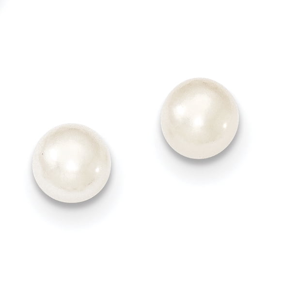 Sterling Silver 6-7mm White FW Cultured Button Pearl Stud Earrings QE7691