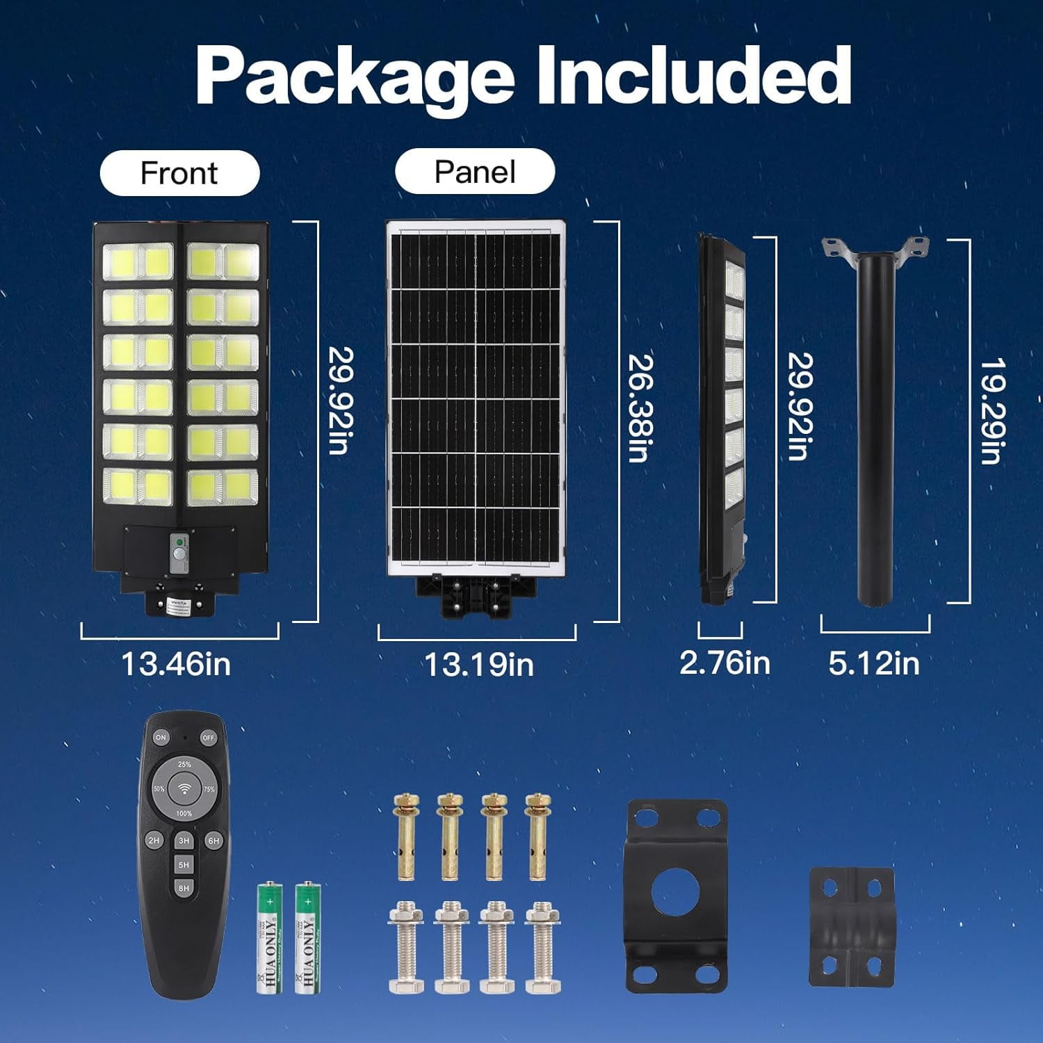 5200W Solar Street Lights Outdoor, Solar Security Flood Lights Parking Lot Lights Commercial Dusk to Dawn, IP67 Waterproof Led Solar Lights w Remote Control Motion Sensor for Street, Court
