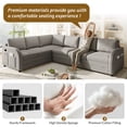 thumbnail image 6 of FFH 115" Convertible Sleeper Sofa, Pull Out Couch Bed with Side Pocket & USB Port, 6 Seat Sectional Couches for Living Room, Teddy Light Gray, 6 of 17