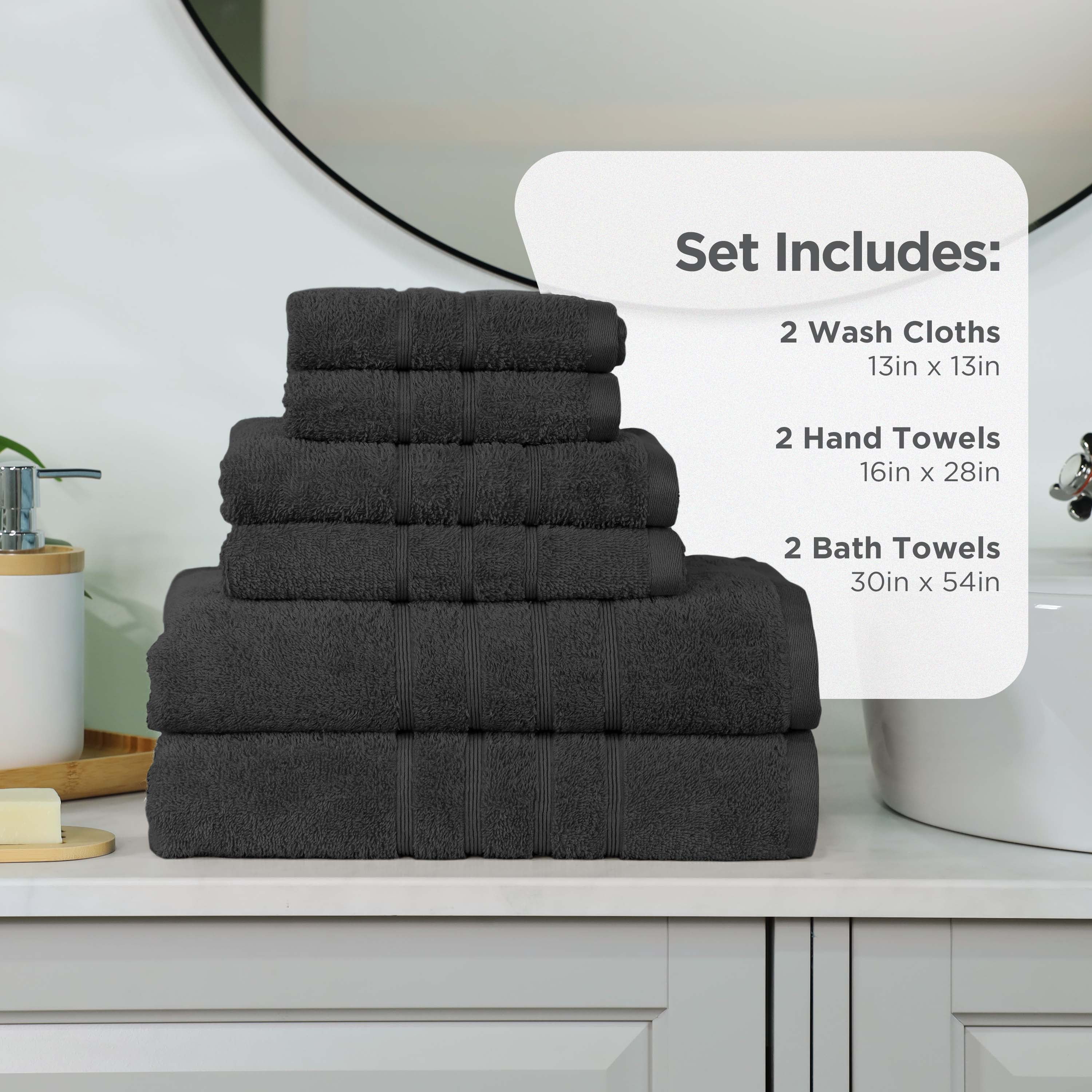 Martex 6-Piece Towel Set | 100% Cotton Soft & Absorbent Bath Towels | Black