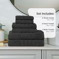 thumbnail image 3 of Martex 6-Piece Towel Set | 100% Cotton Soft & Absorbent Bath Towels | Black, 3 of 10
