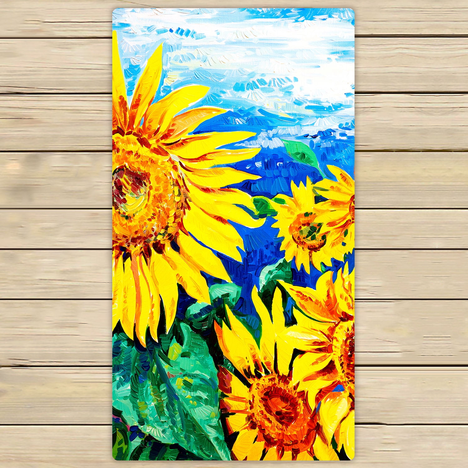 YKCG Original oil painting Yellow Sunflowers Hand Towel Beach Towels