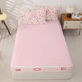 thumbnail image 4 of Catabedysis Pink Loves ABC Print A Zipper Twin Comforter Sets with Fitted Sheet and 2 Pillowcases,Personalized Monogrammed Gifts Zipper Bedding Set For Girls,Pink Reversible,4-Piece, 4 of 7