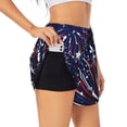 thumbnail image 2 of Bixox Women's Red White Blue Fireworks 1 pattern 2 in 1 Running Shorts - Lightweight Athletic Workout Gym Yoga Shorts Liner with Pockets - Medium, 2 of 5