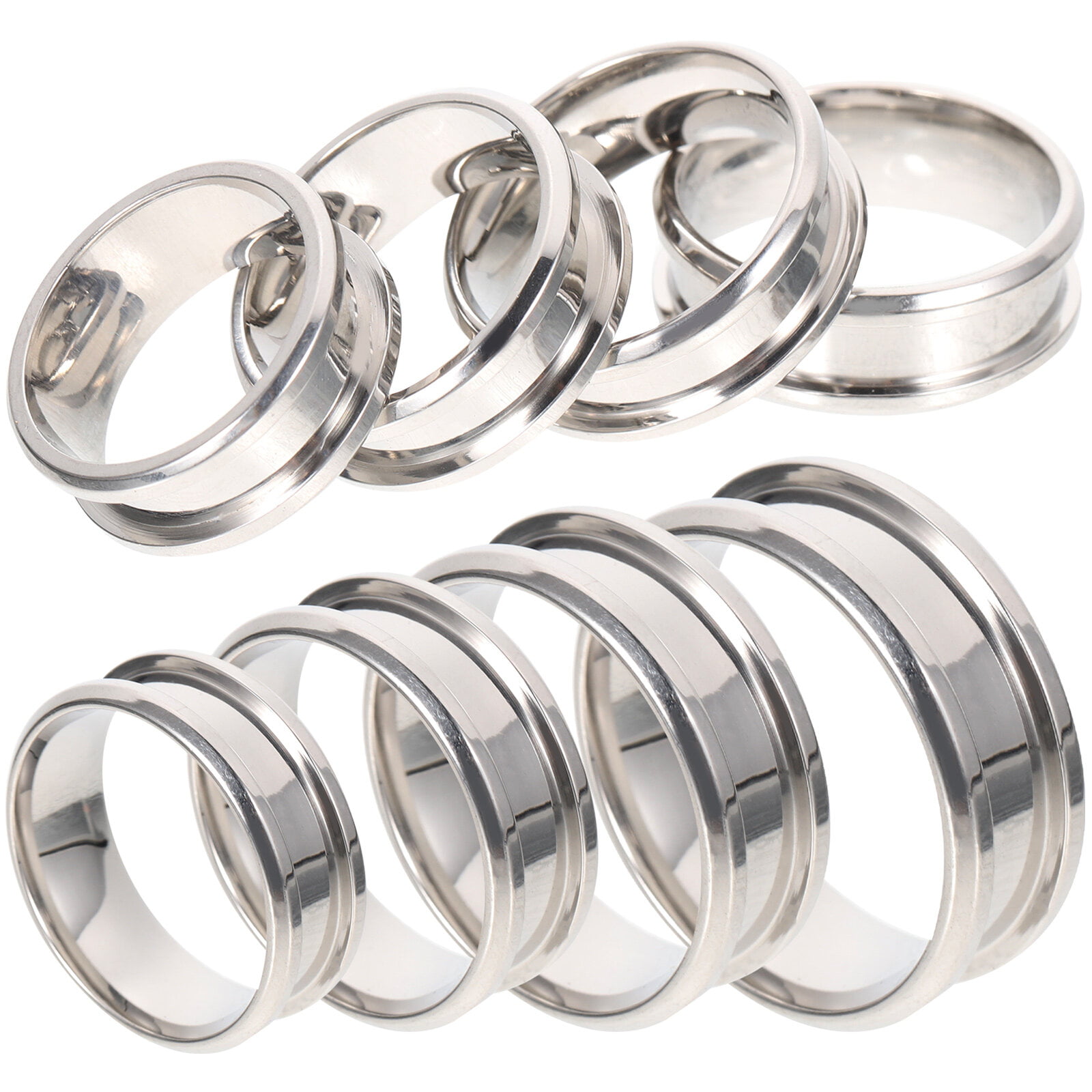 NUOLUX 18pcs Ring Blanks Grooved Plain Finger Ring Stainless Steel Finger  Ring Jewelry Making