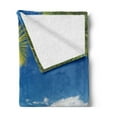 thumbnail image 2 of Seaside Soft Flannel Fleece Throw Blanket, Relaxing Scene on Vacation Beach Palm Tree Chairs and Boats Panoramic Picture, Cozy Plush for Indoor and Outdoor Use, 70" x 90", Green Blue, by Ambesonne, 2 of 5