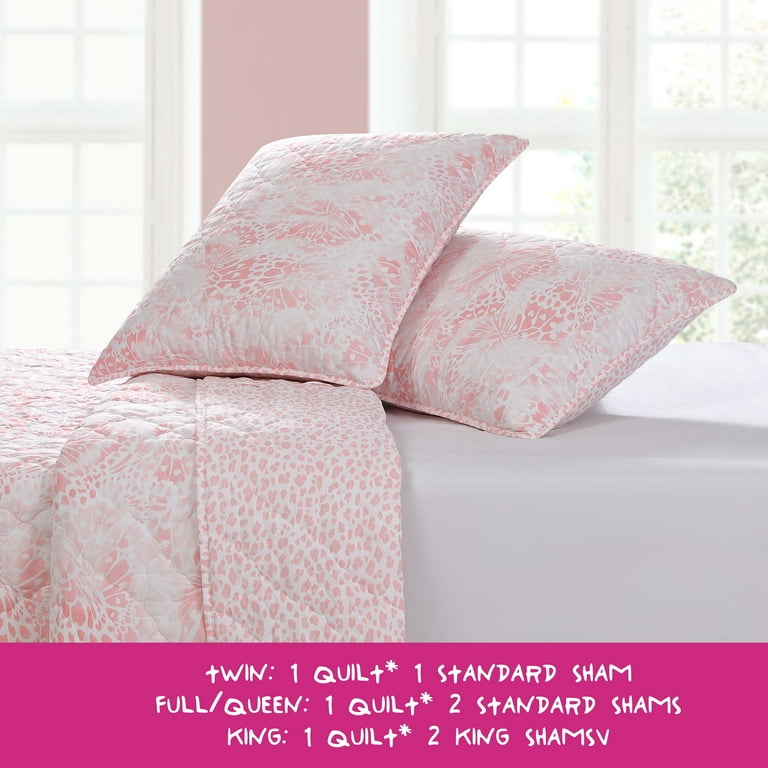 Betsey Johnson Butterfly Ombre Pink Brushed Microfiber King Quilt
