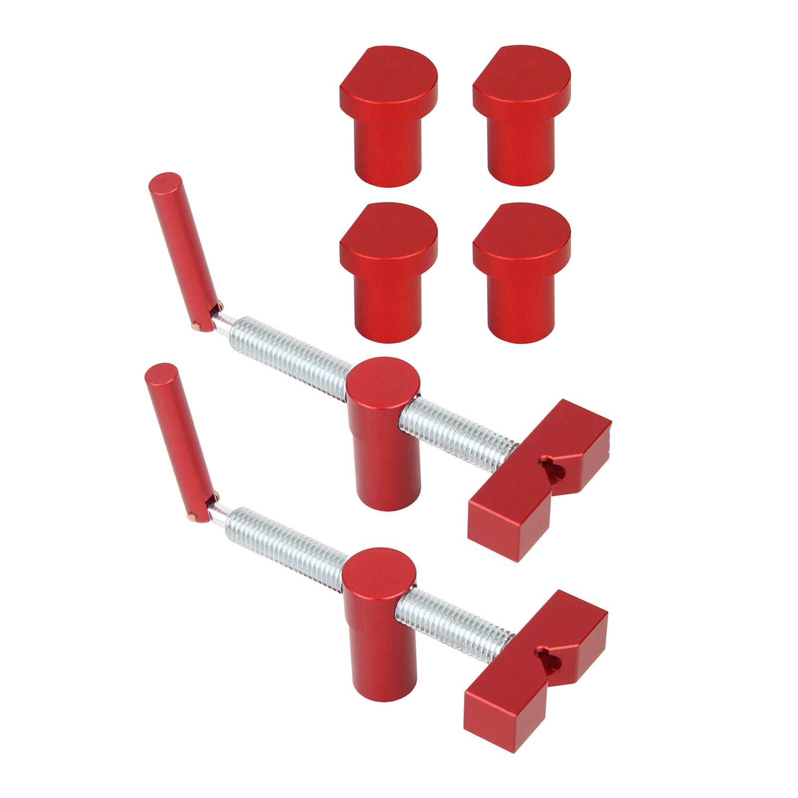 figatia 3/4'' Dog Hole Clamp Adjustable 20mm Dog Holes Stop Desktop Clip 2pcs Red with 4 dog