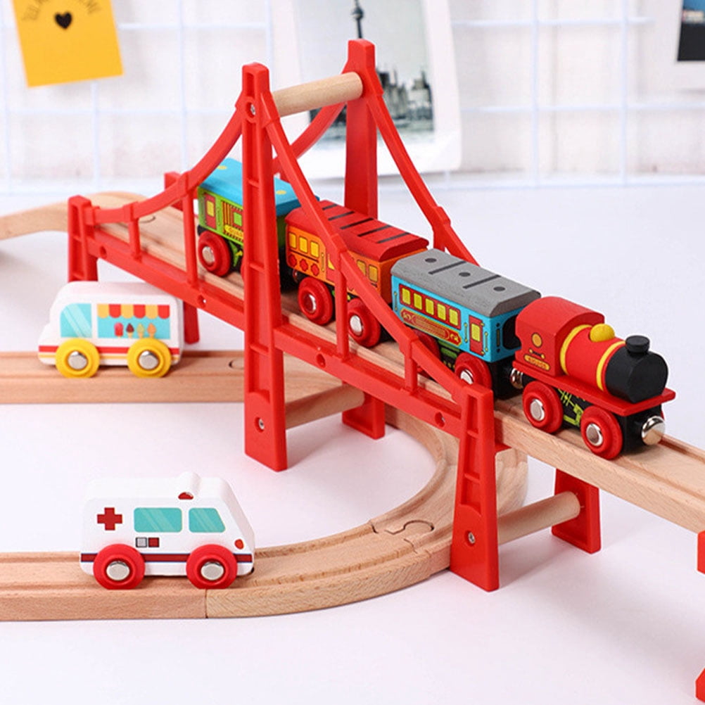 Support de couleur 1set Rails de chemin de fer en bois en plastique