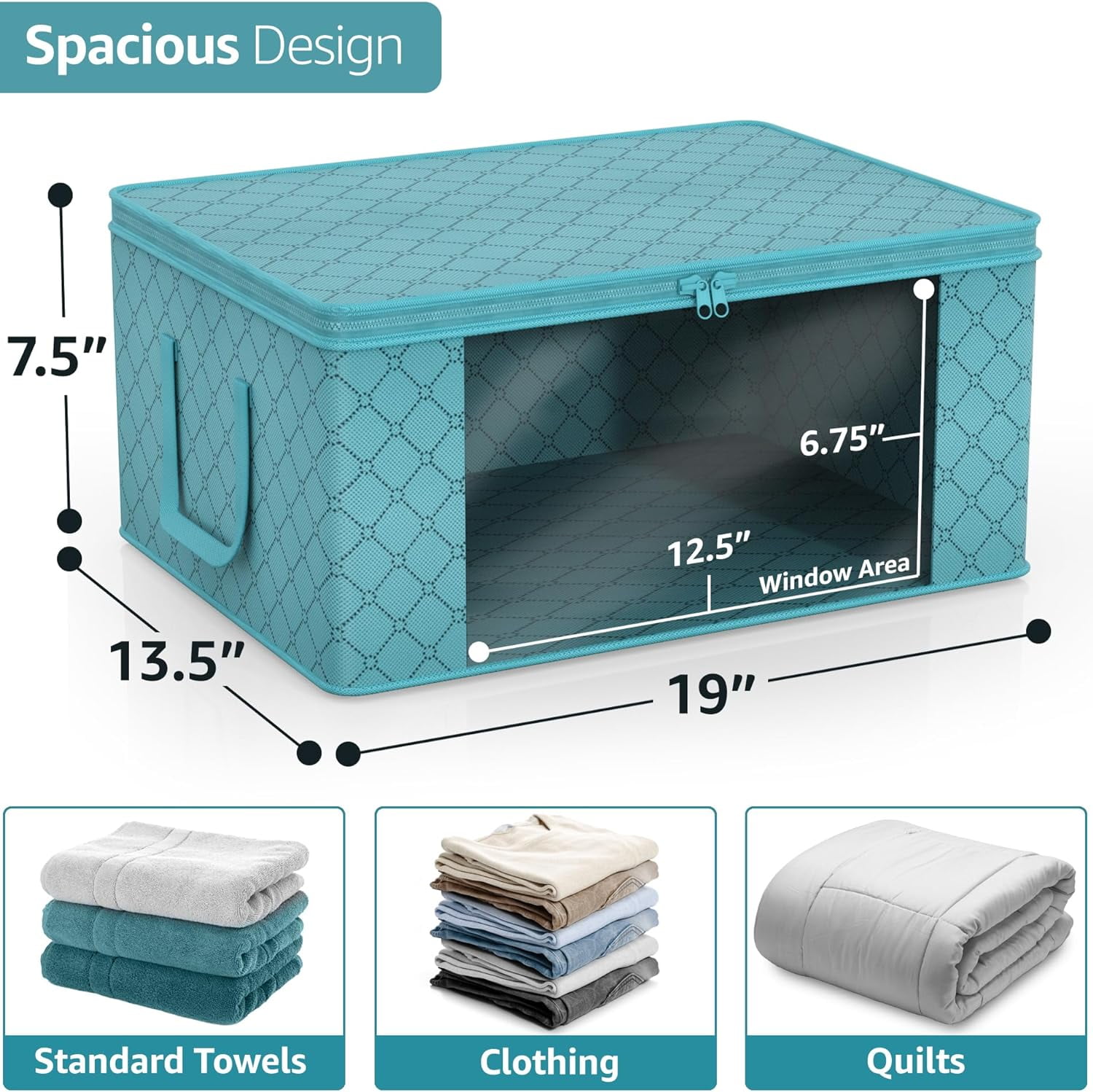 Sorbus Medium Clothes Storage Bag, Foldable with Clear Window, Lids, and Handles, for Bedroom, Closet Organization