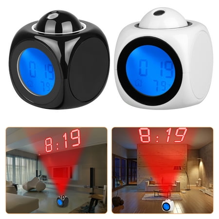 Projection Alarm Clock, TSV Digital LCD Voice Talking Projector with Alarm/Snooze/Temperature Display for Home Bedroom Heavy