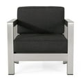 thumbnail image 5 of Christopher Knight Home Pismo Outdoor Aluminum Chat Set w/ Fire Pit by  silver + dark gray cushion, 5 of 5
