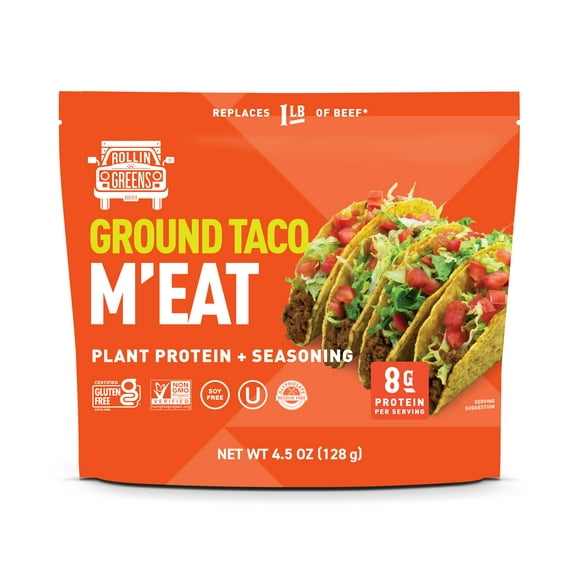 Rollingreens Plant-Based Ground Taco Protein 4.5 oz Pouch, 1 Count