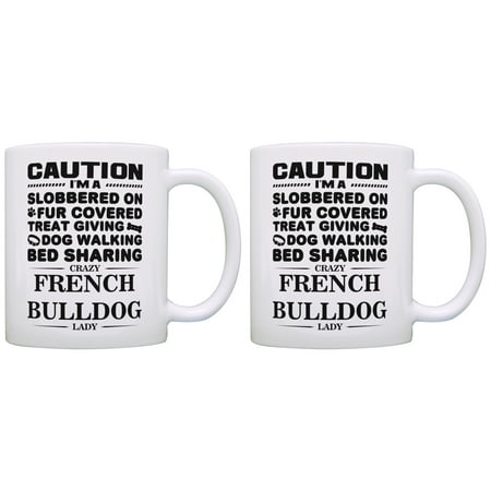 

ThisWear Dog Gifts for Dog Lovers Crazy French Bulldog Lady Rescue 11 ounce 2 Pack Coffee Mugs