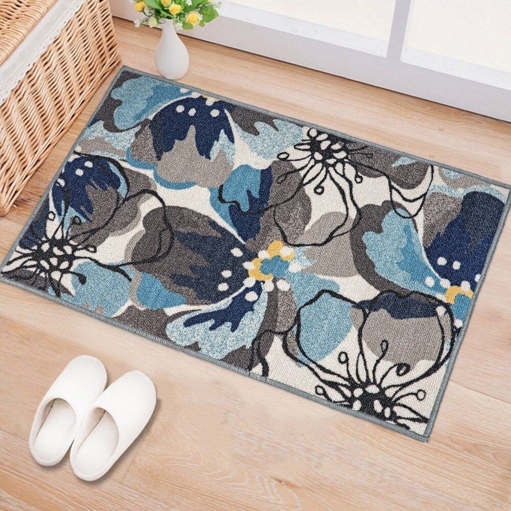 World Rug Gallery Modern Large Floral NonSlip Rug or Runner GrayBlue