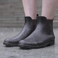 thumbnail image 2 of DKSUKO Women's Short Ankle Rain Boots Lightweight Chelsea Rain Shoes Rubber Waterproof Garden Booties(Brown 7.5), 2 of 5