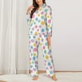 thumbnail image 2 of Pajama Sets for Women 2 Pcs, retro dots spots blots circle Button Down Long Sleeve Sleepwear Lounge PJ Sets, 2 of 6