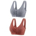 thumbnail image 1 of Timegard Womens 2pc Bras Wireless Breathable High Support Front Closure Button Comfort Everyday Bras, 1 of 2