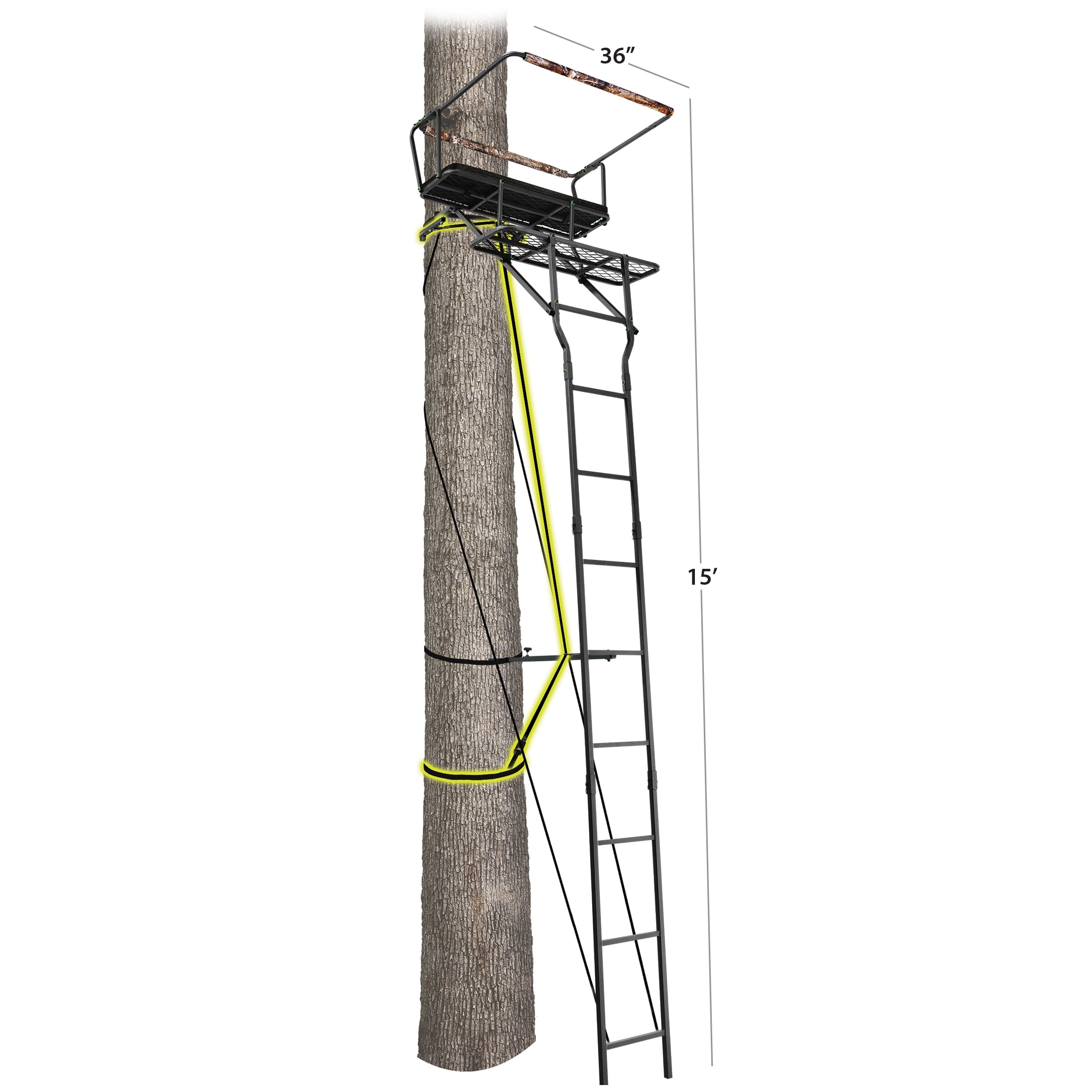 Realtree 15' Air Strike Hunting Ladder Treestand W/Jaw and Shooting Rail