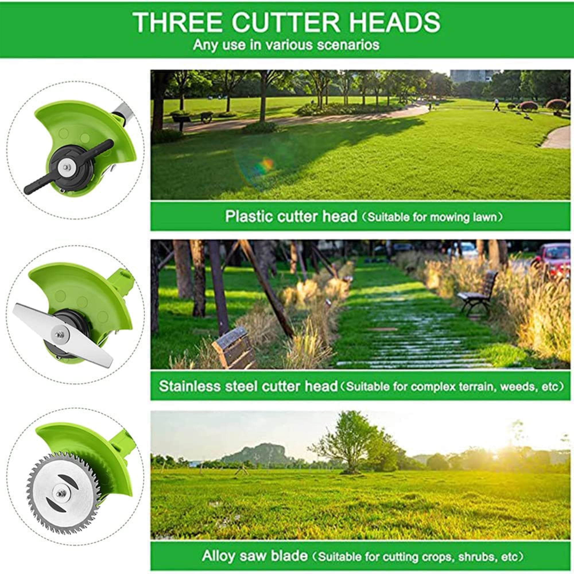 Electric Weed Wacker, Cordless String Trimmer / Weed Wacker 180°Rotating Handle with 2 PCS 24V 2.0Ah Batteries, Detachable Weed Eater with 1 Quick Charger Lightweight Weed Edger