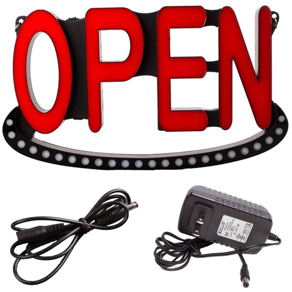 LEDUPDATES Bright LED Neon Light OPEN Sign 19" Animated   on/off switch UL Power