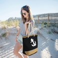 thumbnail image 5 of Women Beach Bag | Canvas Travel Tote Bag | Large Shoulder Bag with Rope Handle for Beach, Holiday, Shopping, Traveling Anchor Pattern Design (Black), 5 of 5