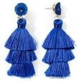thumbnail image 4 of Blue Tassel Earrings for Women | Colorful Layered Tassle 3 Tier Bohemian Earrings | Dangle Drop Earrings for Women Gifts, 4 of 6
