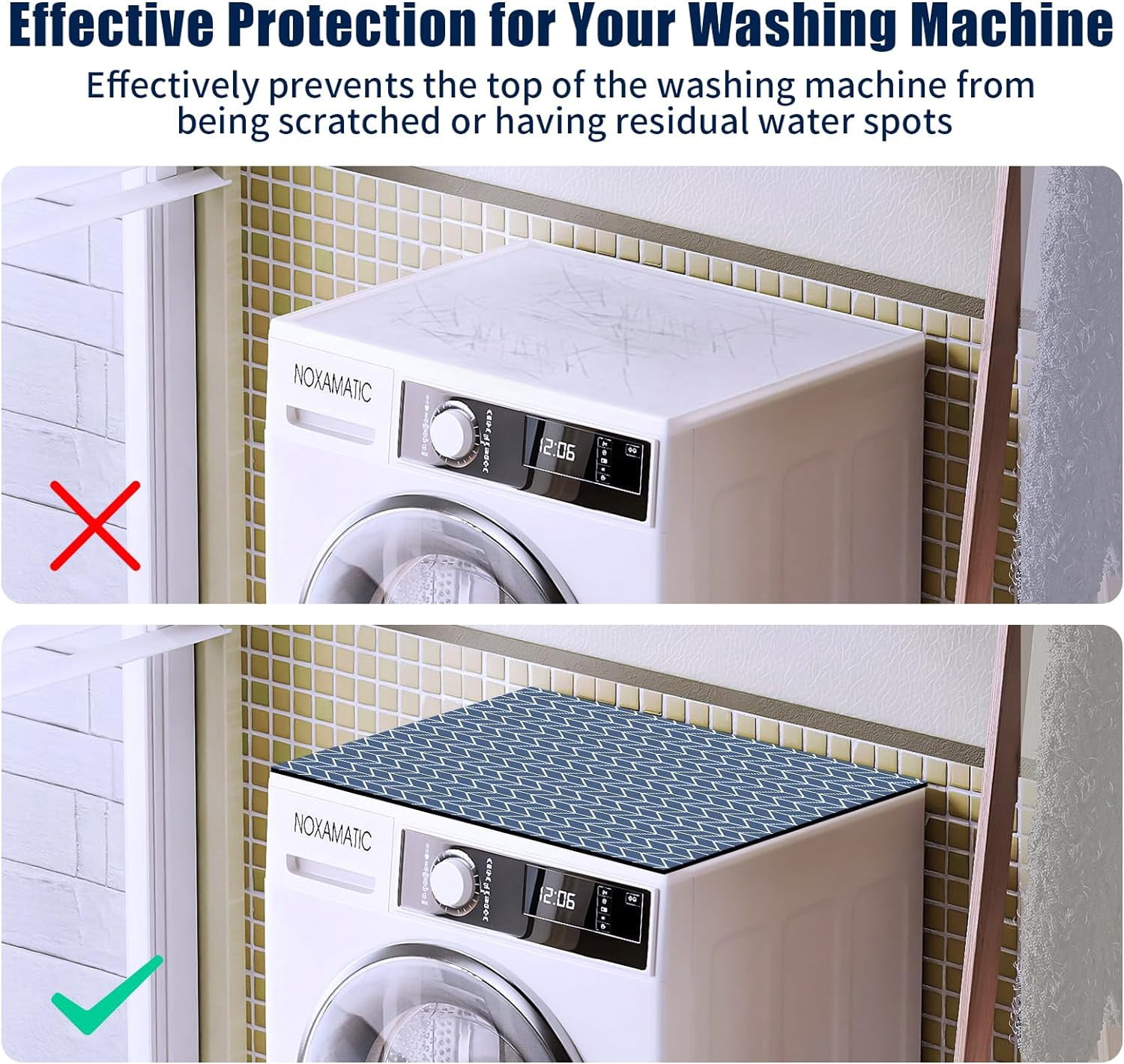 2PCS 27'' x 27'' Waterproof Washer and Dryer Top Protector Mat, Non-Slip Dust-Proof Washing Machine Covers for top of Washer and Dryer for Laundry & Kitchen