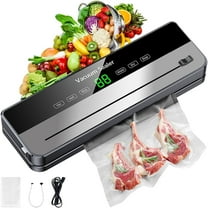 Automatic Vacuum Sealer Machine for Food Storage, Dry/Moist & Sous Vide, 65Kpa Suction, Built-in Cutter, Includes 30 Bags & Vacuum Hose, Silver