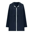 thumbnail image 5 of CENGNIAN No Boundaries Women's Lightweight Hooded Rain Jacket,Ladies Waterproof Windbreaker with Adjustable Waist,Outdoor Casual Trench Coat For Women,Navy,Size S, 5 of 7