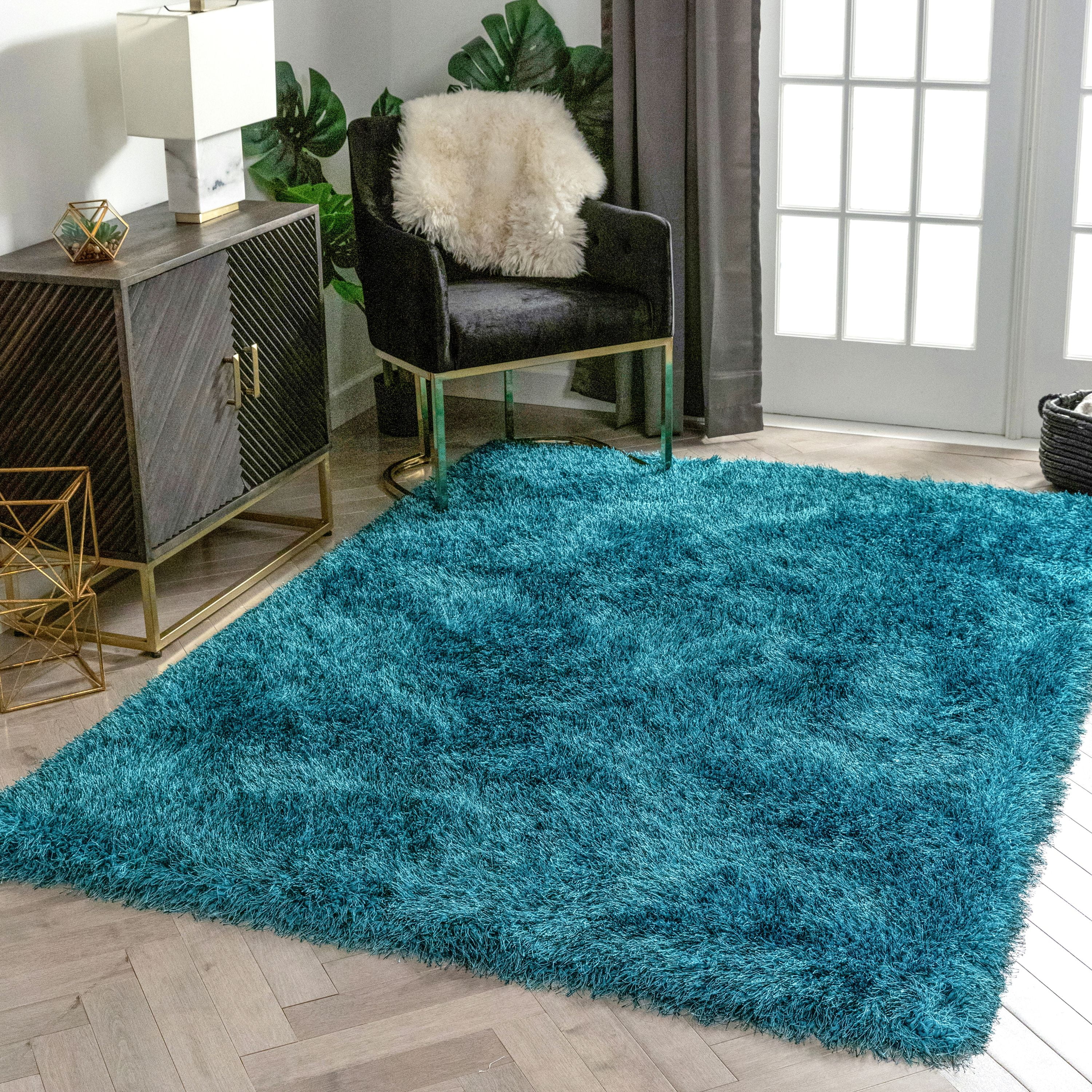 Silky Soft Modern Luxury Home Floor Rug Mat Living Room Bedroom Flooring Teal 