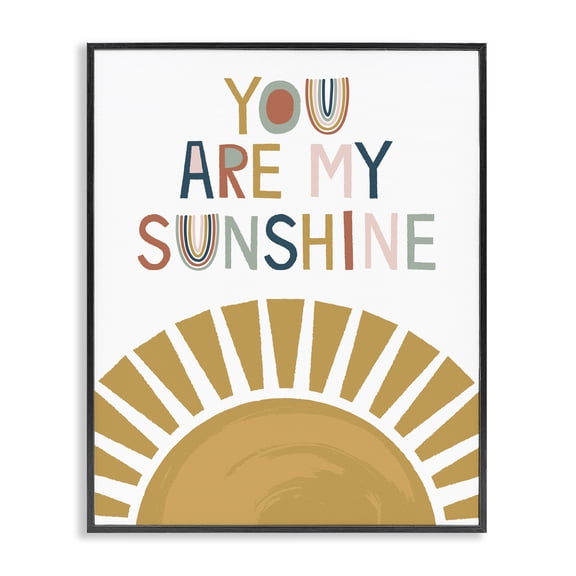 Stupell Industries Bohemian You Are My Sunshine Phrase Children's Sun Rise Black Framed Giclee Art, 11 x 14, by Lisa Perry Whitebutton