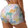 thumbnail image 1 of Balery Zebra Colourful Pantalones cortos de entrenamiento estampados para mujer, sin costuras, ajustados, para gimnasio, yoga, correr, deportes, ejercicio activo, fitness.-Medium, 1 of 8