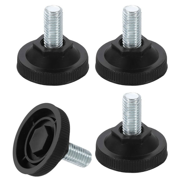 4Pack M10 Thread Furniture Feet Levelers, 37x20 Adjustable Leveling Table Feet, Screw on Furniture Glide Leveling for Chair Stool Legs, Black