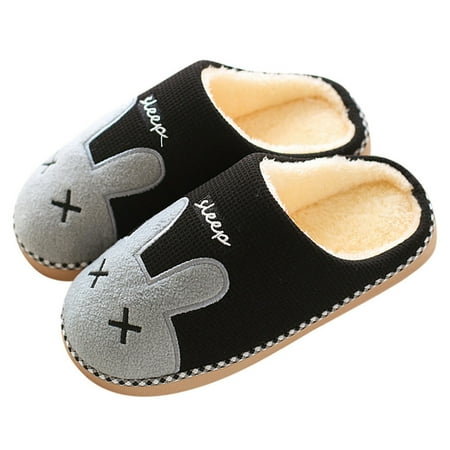 

uikmnh Warm Slippers Women Winter Home Slippers Cartoon Non-slip Warm Indoors Bedroom Floor Shoes 8-8.5