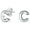 Silver-C, variant on Womens ABC  Alphabet Initial Stud Earrings Sterling Silver