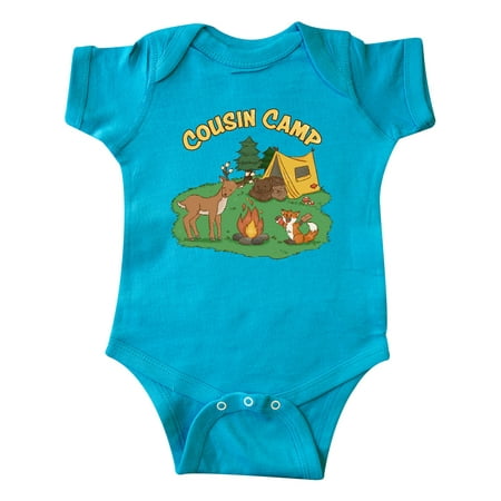 

Inktastic Cousin Camp With Camping Animals Gift Baby Boy or Baby Girl Bodysuit