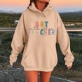 thumbnail image 2 of Unisex Teacher Print Long Sleeve Hooded Sweatshirt for Autumn Winter Comfort Casual Wear with Front Pocket Design, 2 of 4