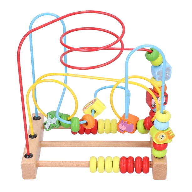 Juego De Laberinto De Cuentas De Madera, Juguete De Cuentas De Aprendizaje Educativo Temprano De Dibujos Animados De Colores Brillantes