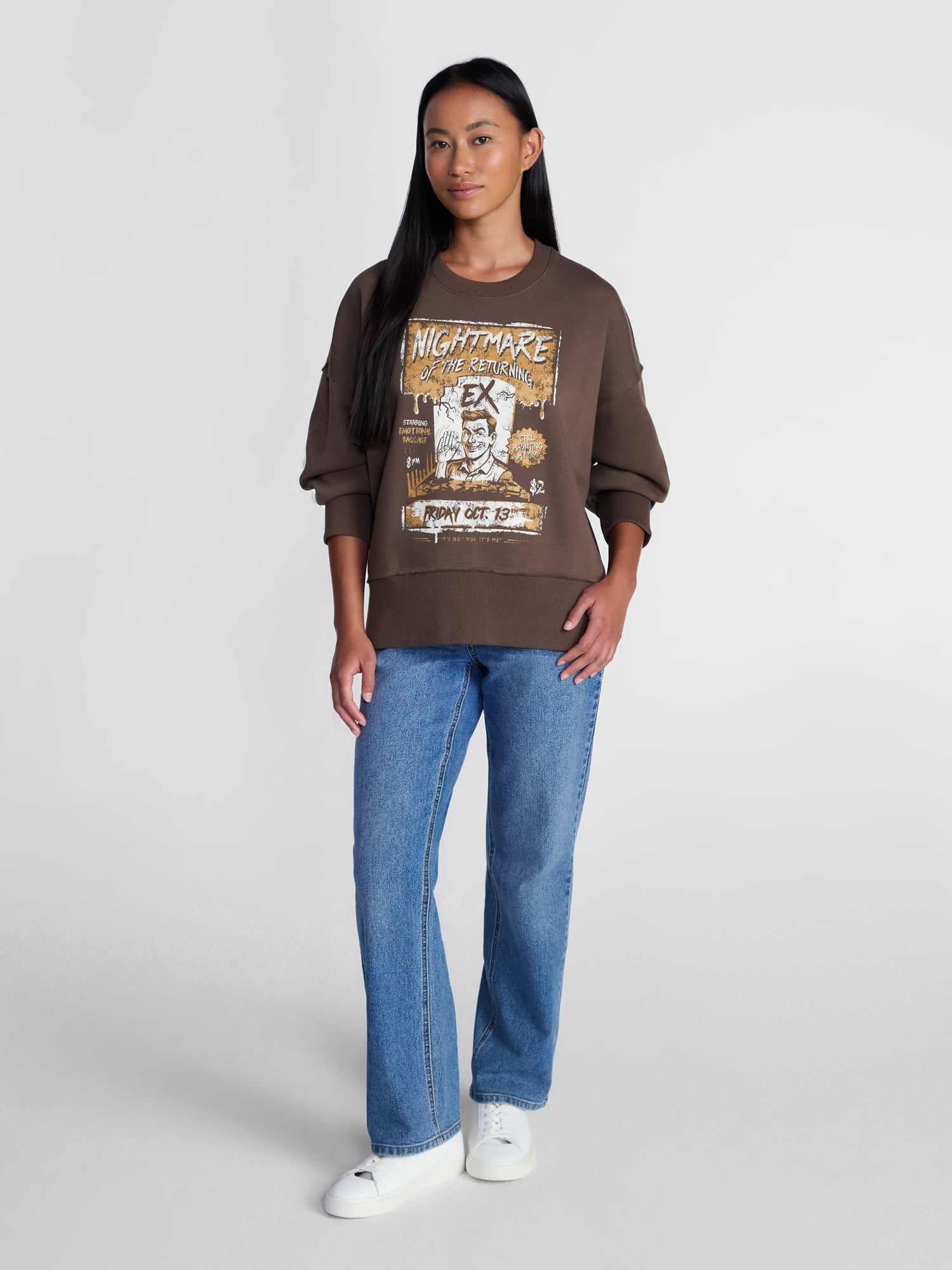 Women's Halloween Nightmare Ex Graphic Fleece from Way to Celebrate, Sizes S-4X