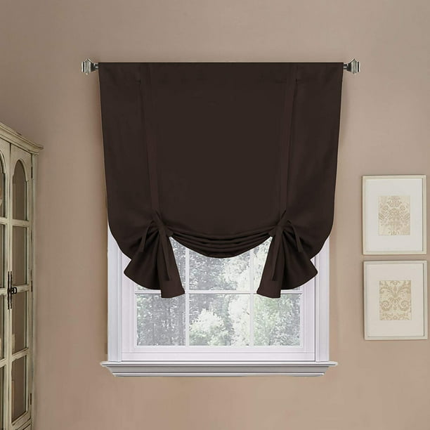 Rod Pocket Blackout Curtains Tie Up, Brown Tie Up Curtains